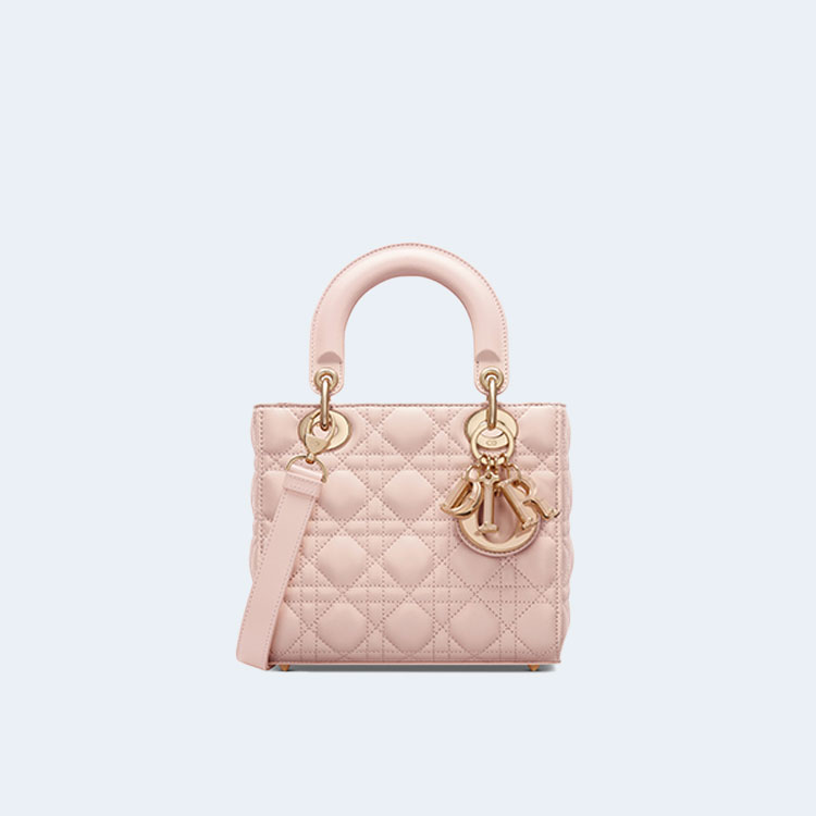 디올 Lady Dior 까나쥬 스몰 백 파우더 핑크